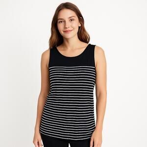2/$30 Old Navy Luxe Sleeveless Striped Tank Top XL Women Black White Soft